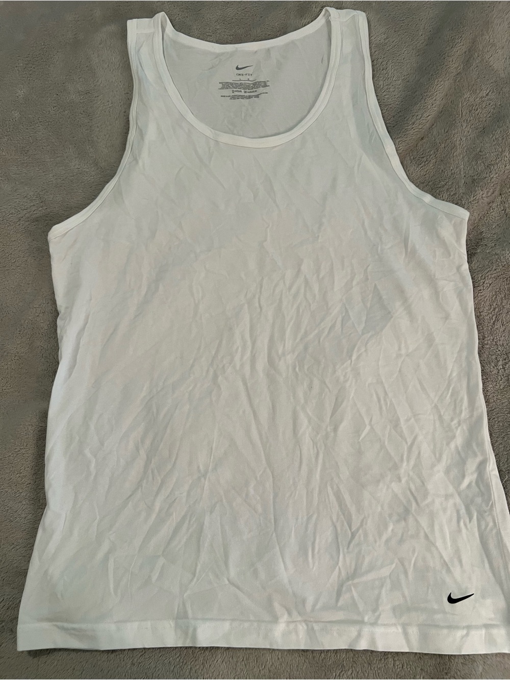 Nike White Men's Athletic Tank Top with Swoosh